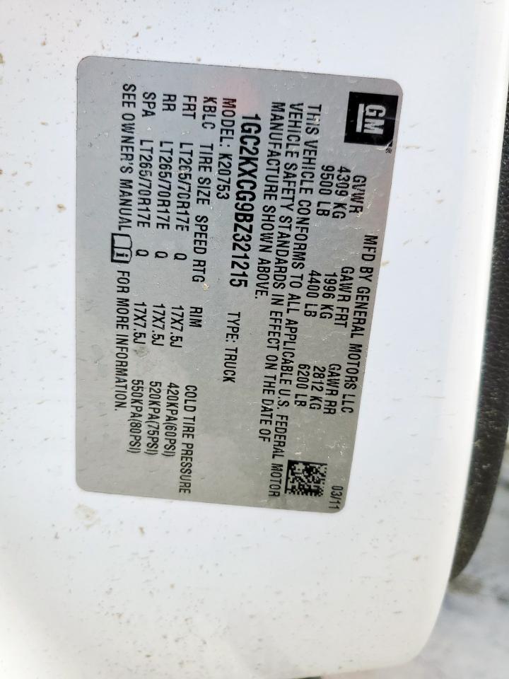 2011 Chevrolet Silverado K2500 Heavy Duty Lt VIN: 1GC2KXCG9BZ321215 Lot: 80756685