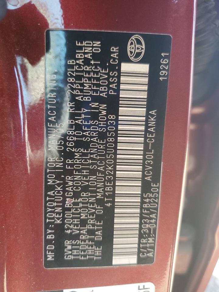 2005 Toyota Camry Le VIN: 4T1BE32K05U085038 Lot: 83763665