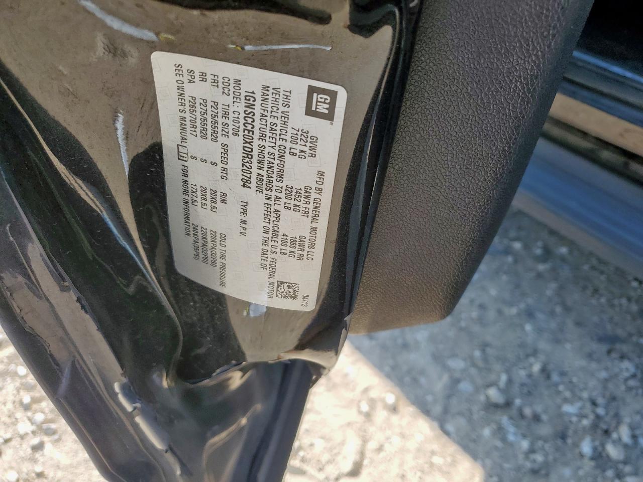 2013 Chevrolet Tahoe C1500 Ltz VIN: 1GNSCCE0XDR320784 Lot: 80089625