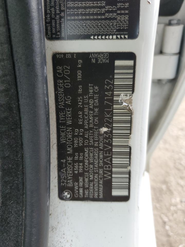2002 BMW 325 I VIN: WBAEV33422KL71432 Lot: 82129735