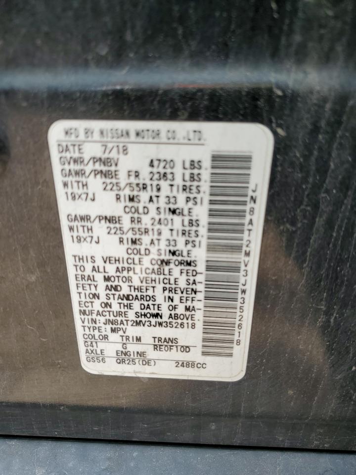 2018 Nissan Rogue S VIN: JN8AT2MV3JW352618 Lot: 80616355