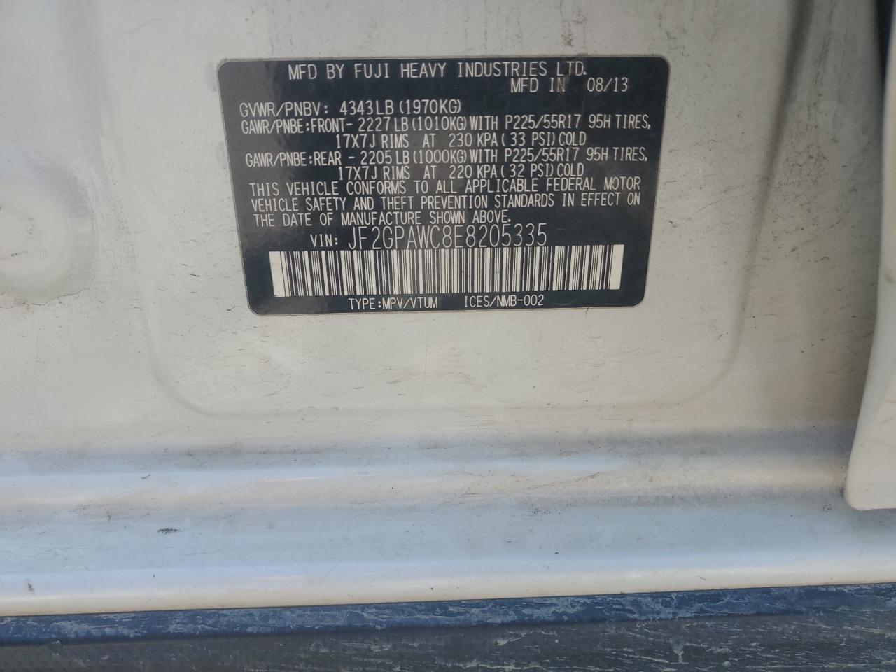 2014 Subaru Xv Crosstrek 2.0 Premium VIN: JF2GPAWC8E8205335 Lot: 80356935