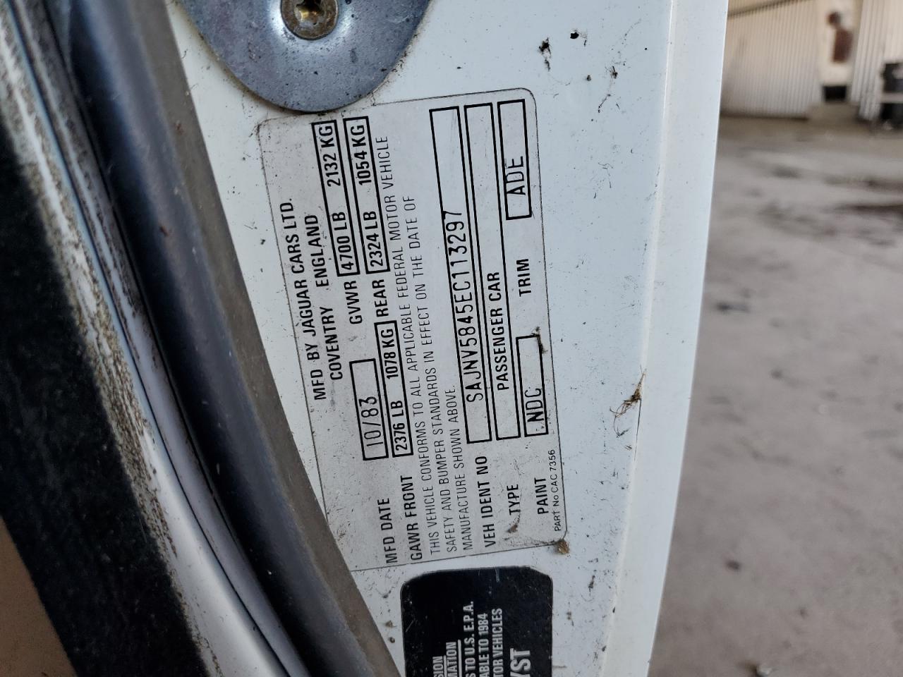 1984 Jaguar Xj-S VIN: SAJNV5845EC113297 Lot: 71306185