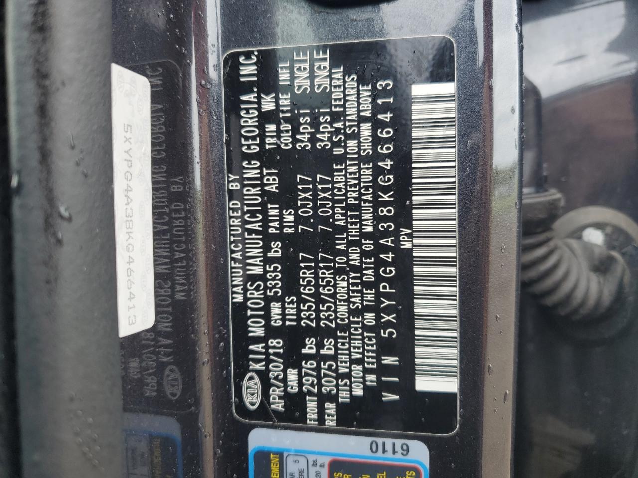 2019 Kia Sorento L VIN: 5XYPG4A38KG466413 Lot: 84167395