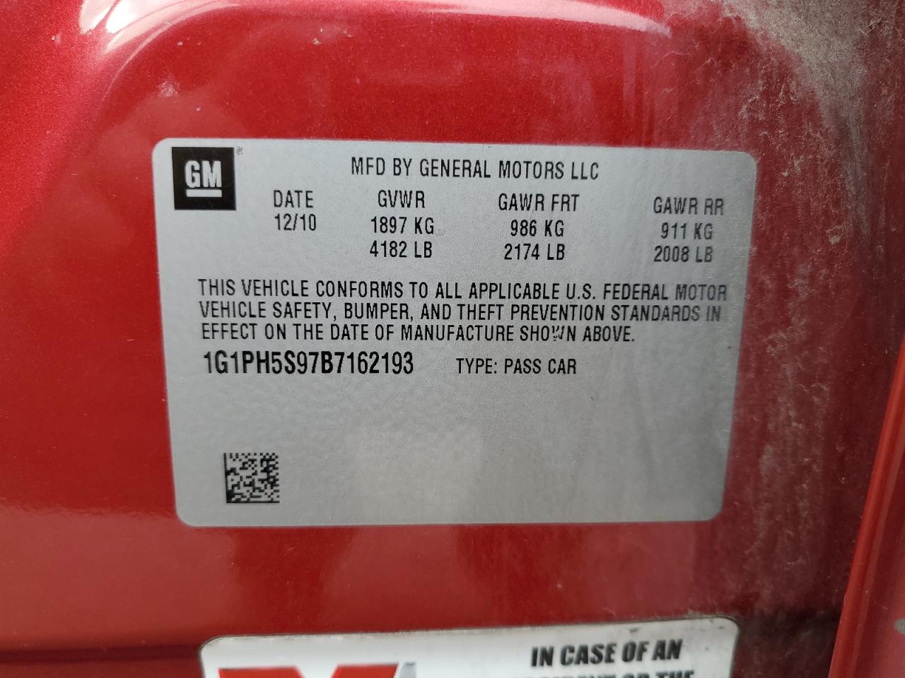 2011 Chevrolet Cruze Ltz VIN: 1G1PH5S97B7162193 Lot: 82079295