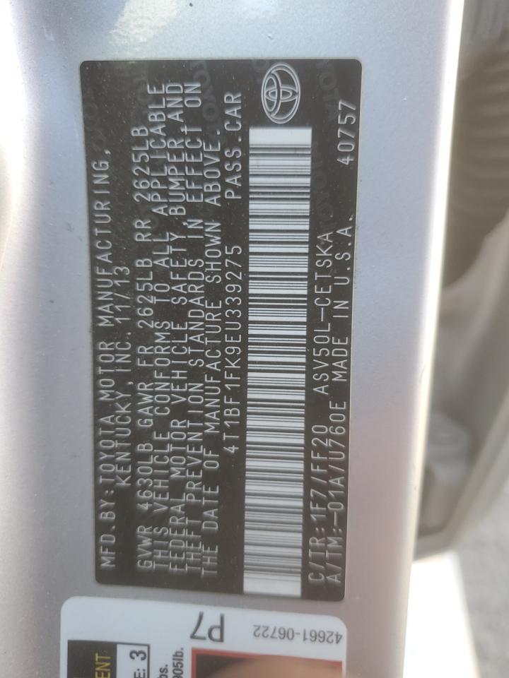 2014 Toyota Camry L VIN: 4T1BF1FK9EU339275 Lot: 80920445