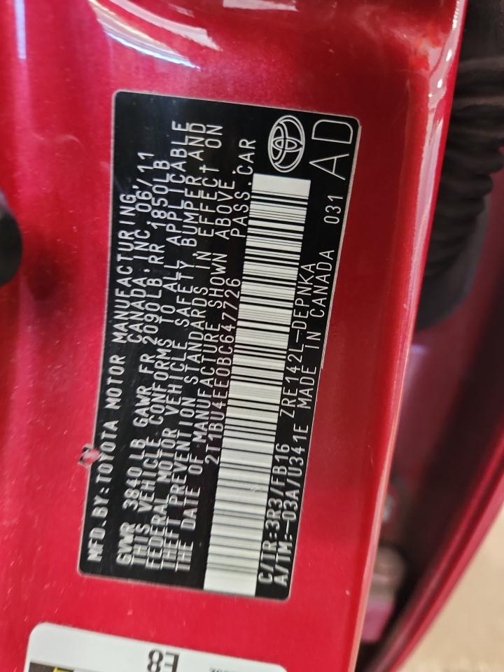 2011 Toyota Corolla Base VIN: 2T1BU4EE0BC647726 Lot: 81853295