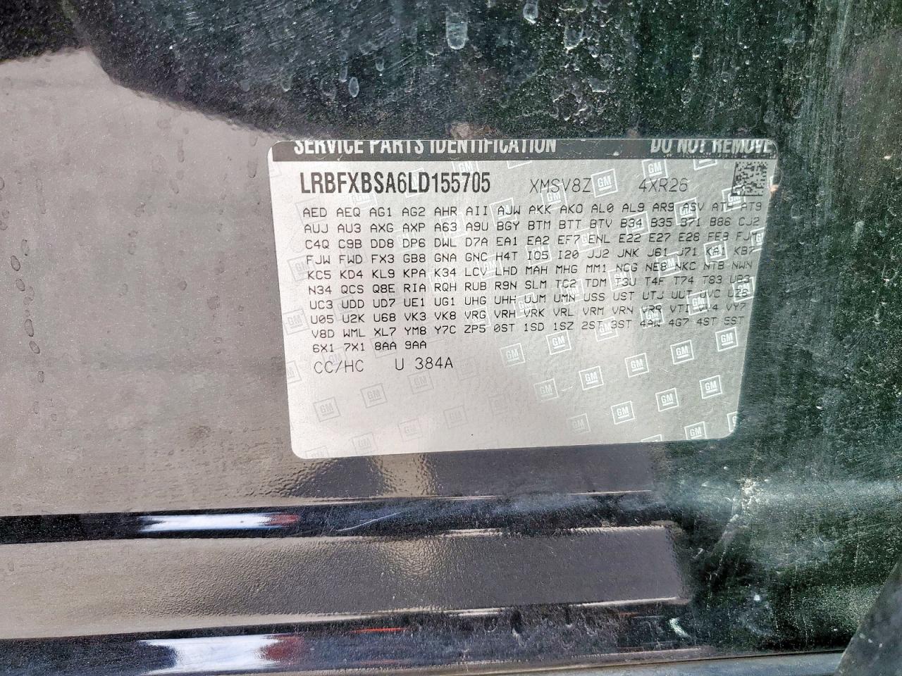 2020 Buick Envision Preferred VIN: LRBFXBSA6LD155705 Lot: 84646995