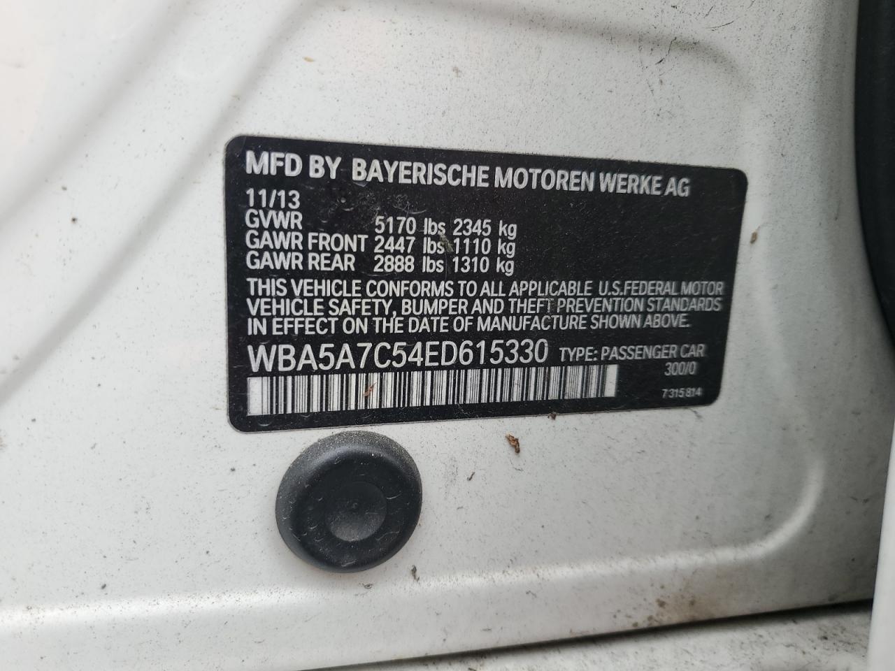 2014 BMW 528 Xi VIN: WBA5A7C54ED615330 Lot: 81766035