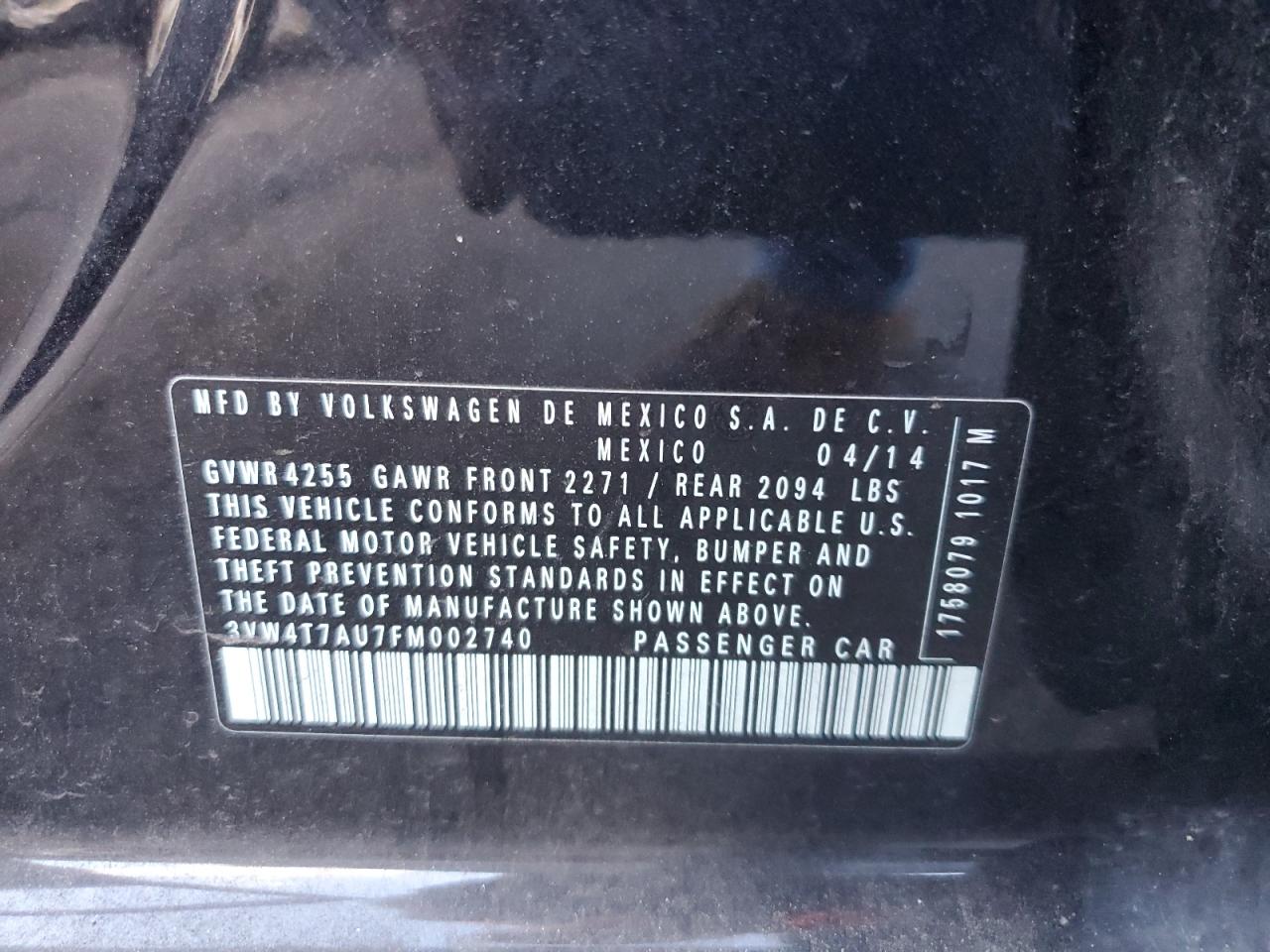 2015 Volkswagen Gti VIN: 3VW4T7AU7FM002740 Lot: 80221465