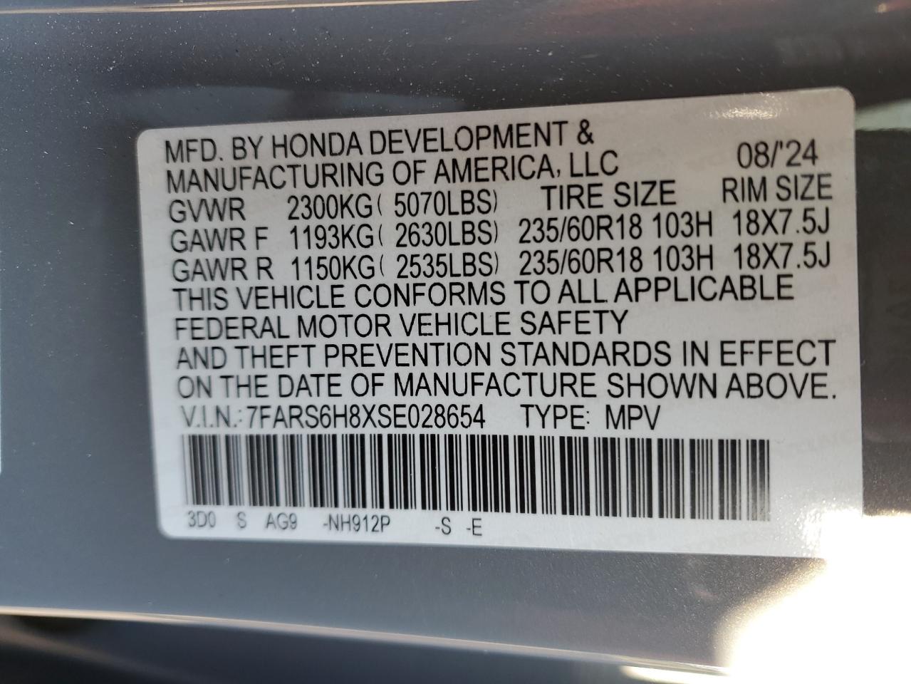 2025 Honda Cr-V Sport-L VIN: 7FARS6H8XSE028654 Lot: 84252945