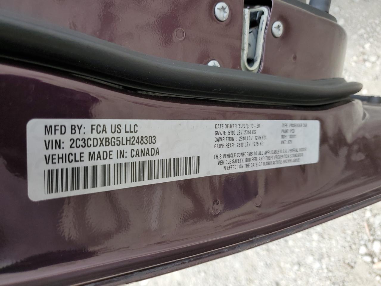 2020 Dodge Charger Sxt VIN: 2C3CDXBG5LH248303 Lot: 80203925