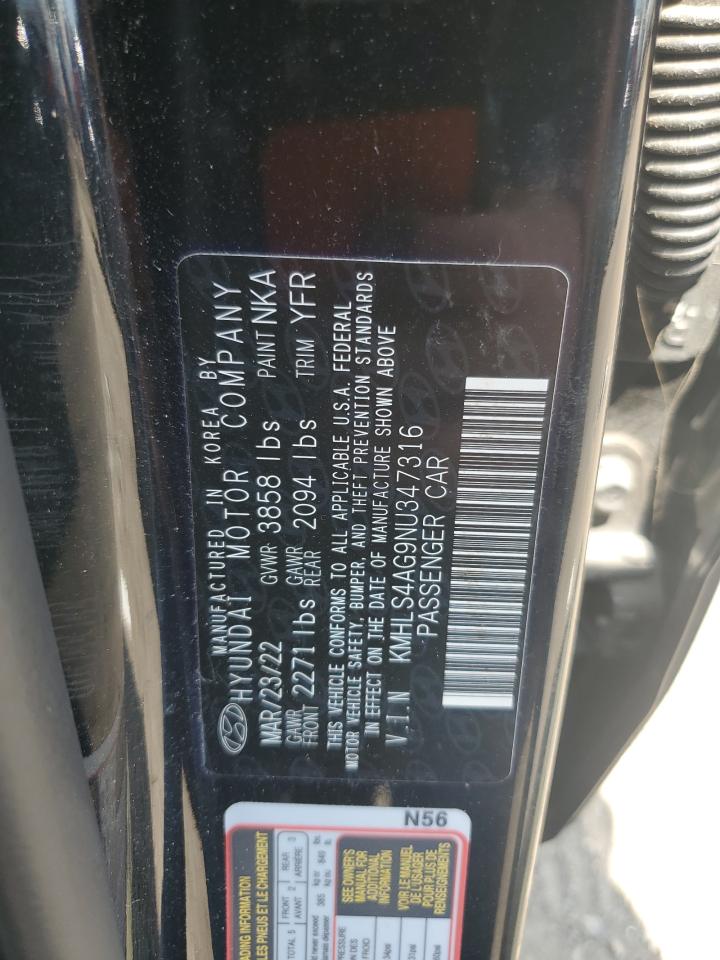 2022 Hyundai Elantra Sel VIN: KMHLS4AG9NU347316 Lot: 80292795