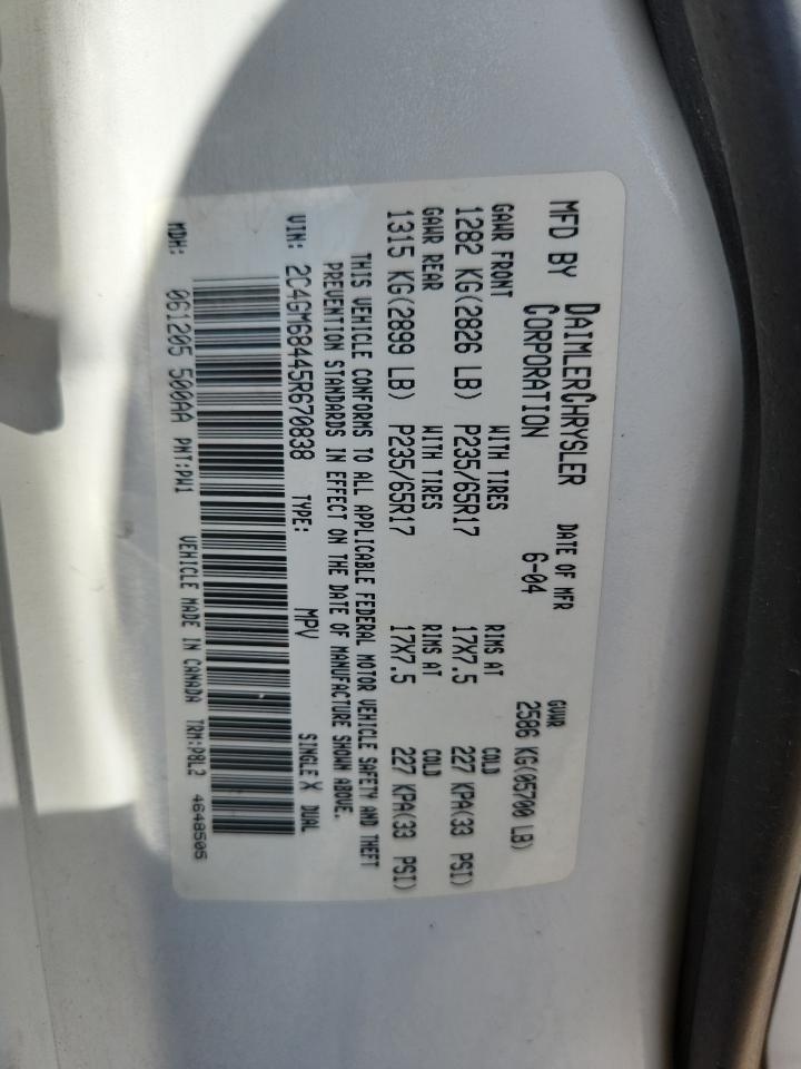 2005 Chrysler Pacifica Touring VIN: 2C4GM68445R670838 Lot: 71689755