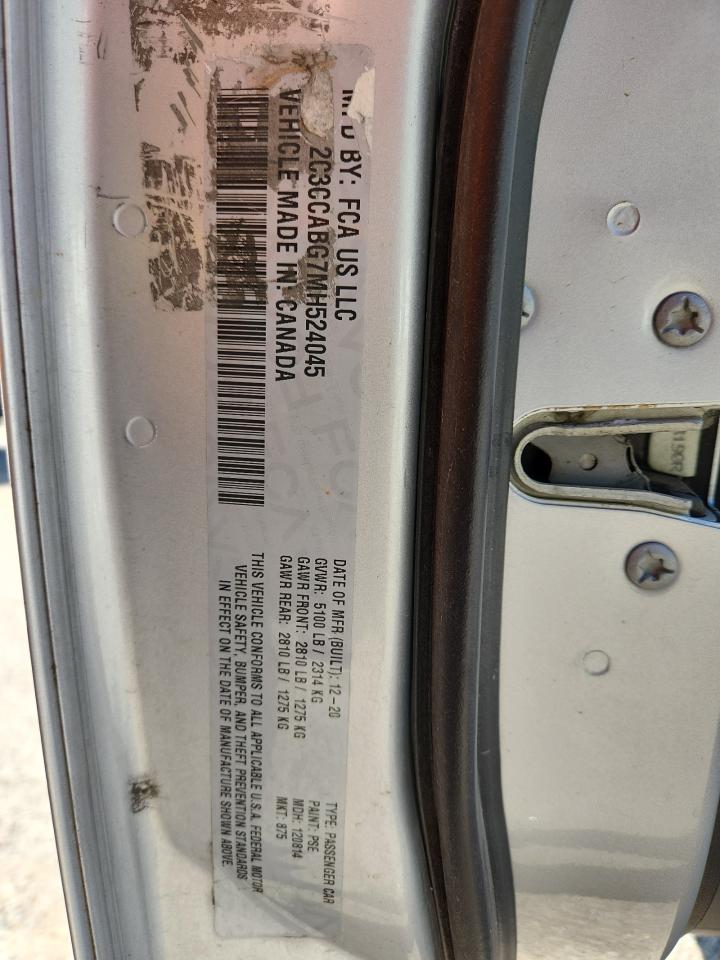 2021 Chrysler 300 S VIN: 2C3CCABG7MH524045 Lot: 84223945