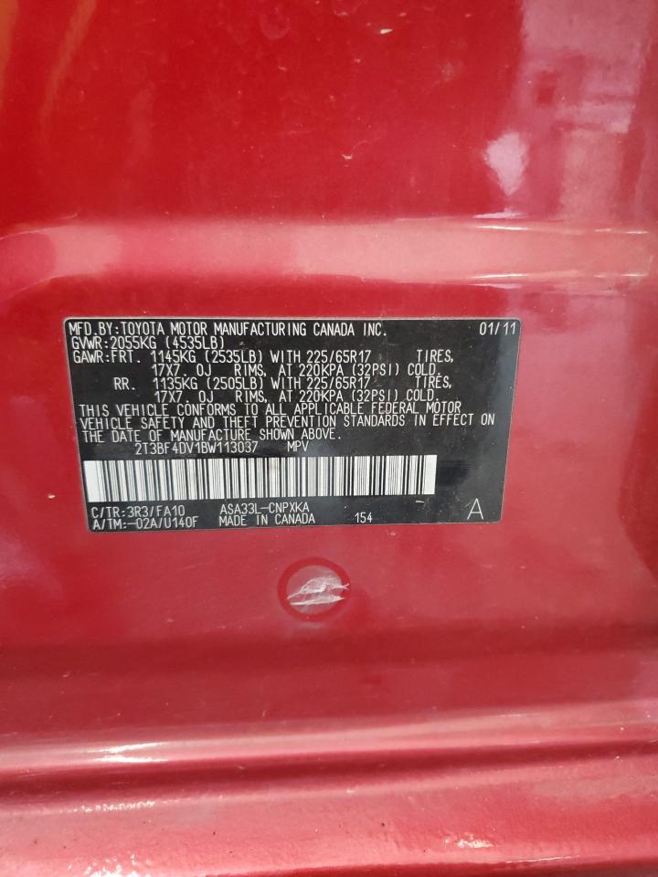 2011 Toyota Rav4 VIN: 2T3BF4DV1BW113037 Lot: 84226235