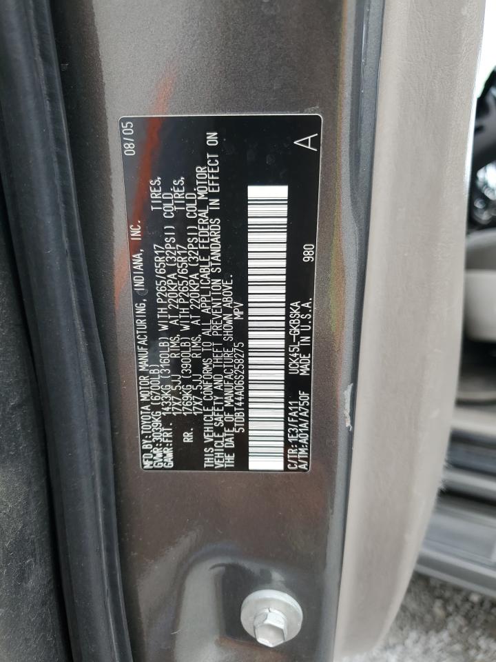 2006 Toyota Sequoia Sr5 VIN: 5TDBT44A06S258275 Lot: 70953775