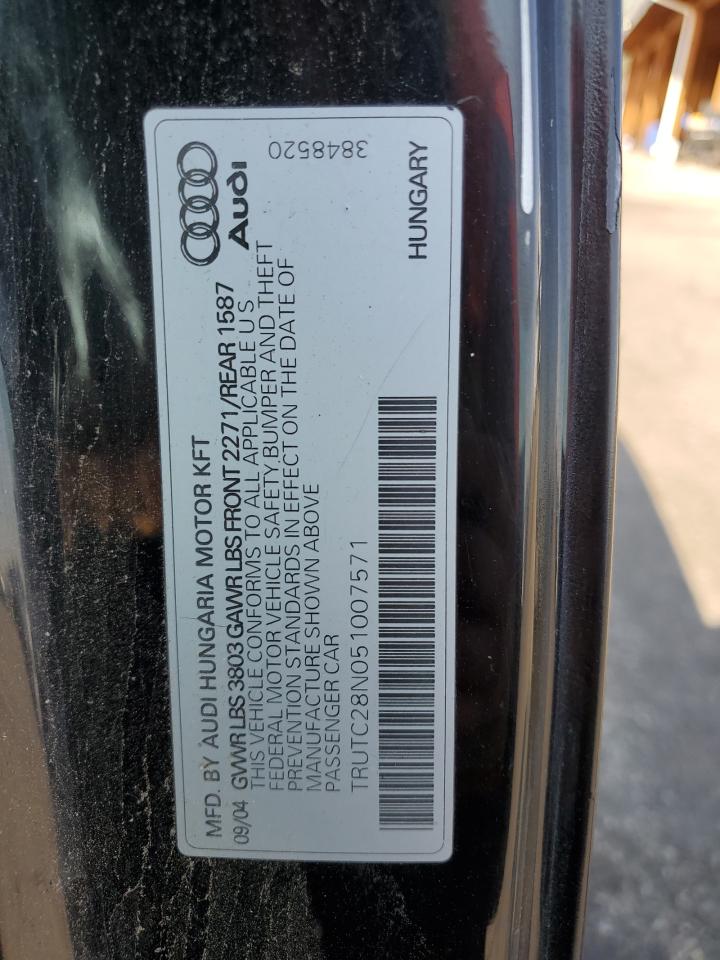 2005 Audi Tt VIN: TRUTC28N051007571 Lot: 71468685