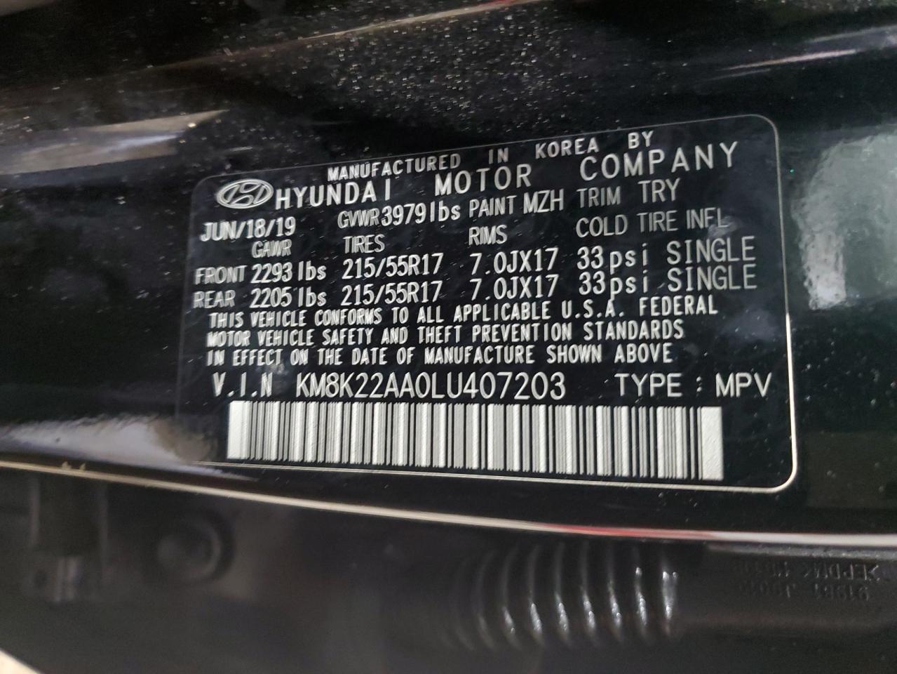 2020 Hyundai Kona Sel VIN: KM8K22AA0LU407203 Lot: 82032045