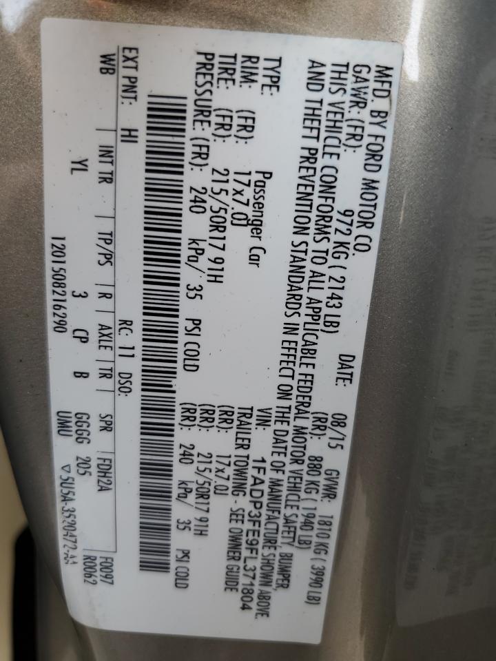 2015 Ford Focus Se VIN: 1FADP3FE9FL371804 Lot: 84203325