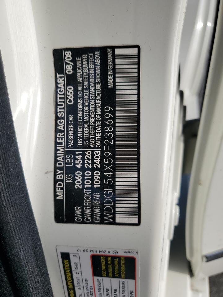 2009 Mercedes-Benz C 300 VIN: WDDGF54X59F238699 Lot: 81332185