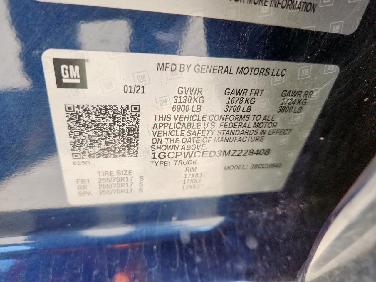 2021 Chevrolet Silverado C1500 Lt VIN: 1GCPWCED3MZ228408 Lot: 84200085