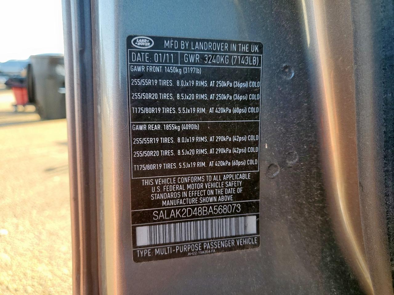 2011 Land Rover Lr4 Hse Luxury VIN: SALAK2D48BA568073 Lot: 83977565