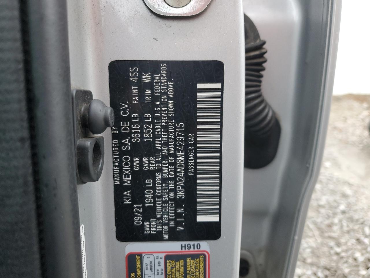 2021 Kia Rio Lx VIN: 3KPA24AD8ME429715 Lot: 81452155