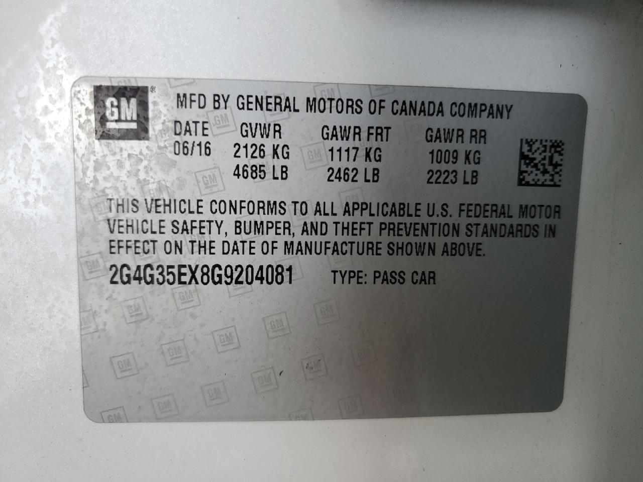 2016 Buick Regal Sport Touring VIN: 2G4G35EX8G9204081 Lot: 81928605