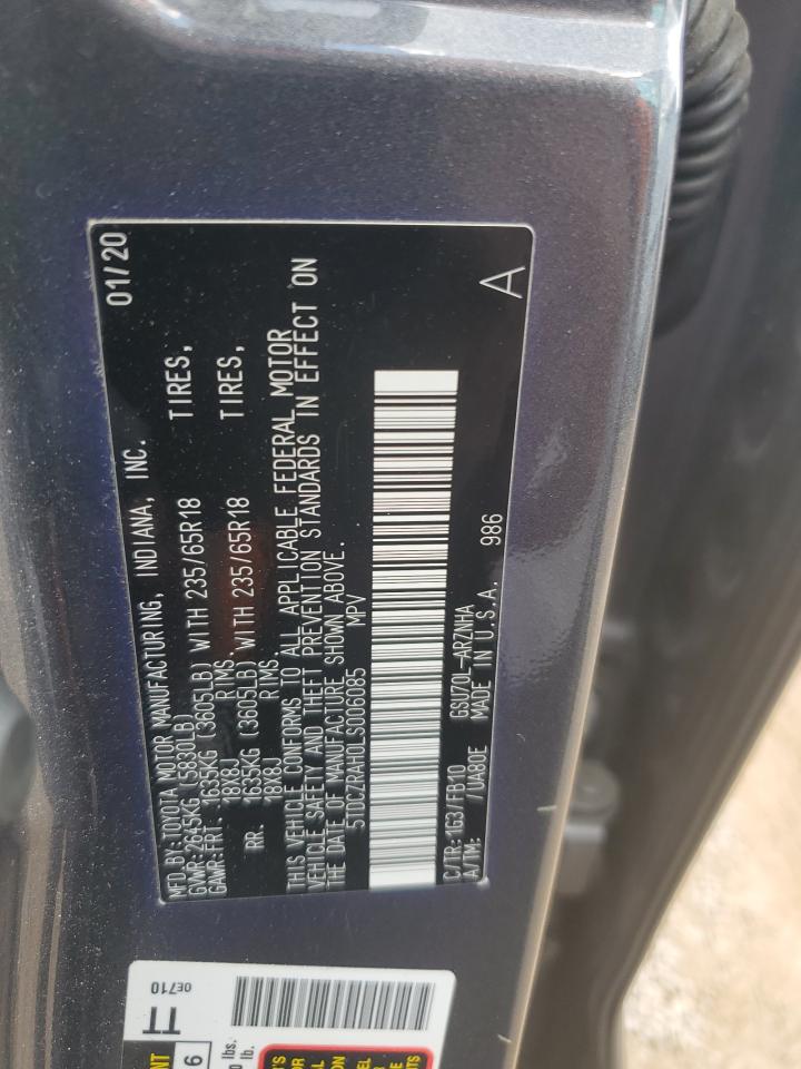 2020 Toyota Highlander L VIN: 5TDCZRAH0LS006085 Lot: 81100565