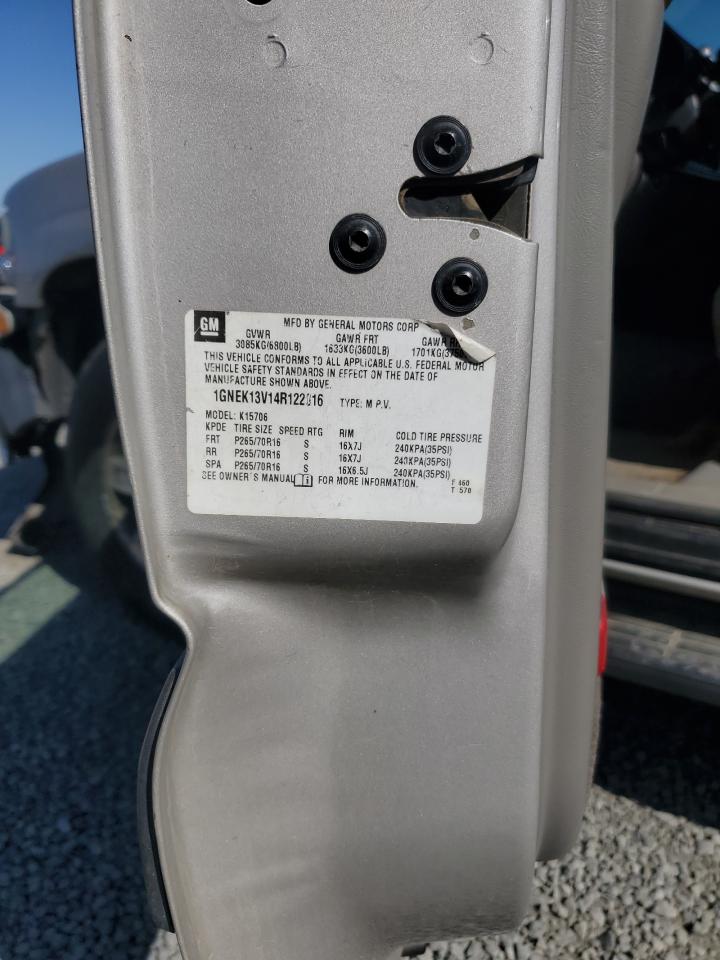 2004 Chevrolet Tahoe K1500 VIN: 1GNEK13V14R122016 Lot: 83766845