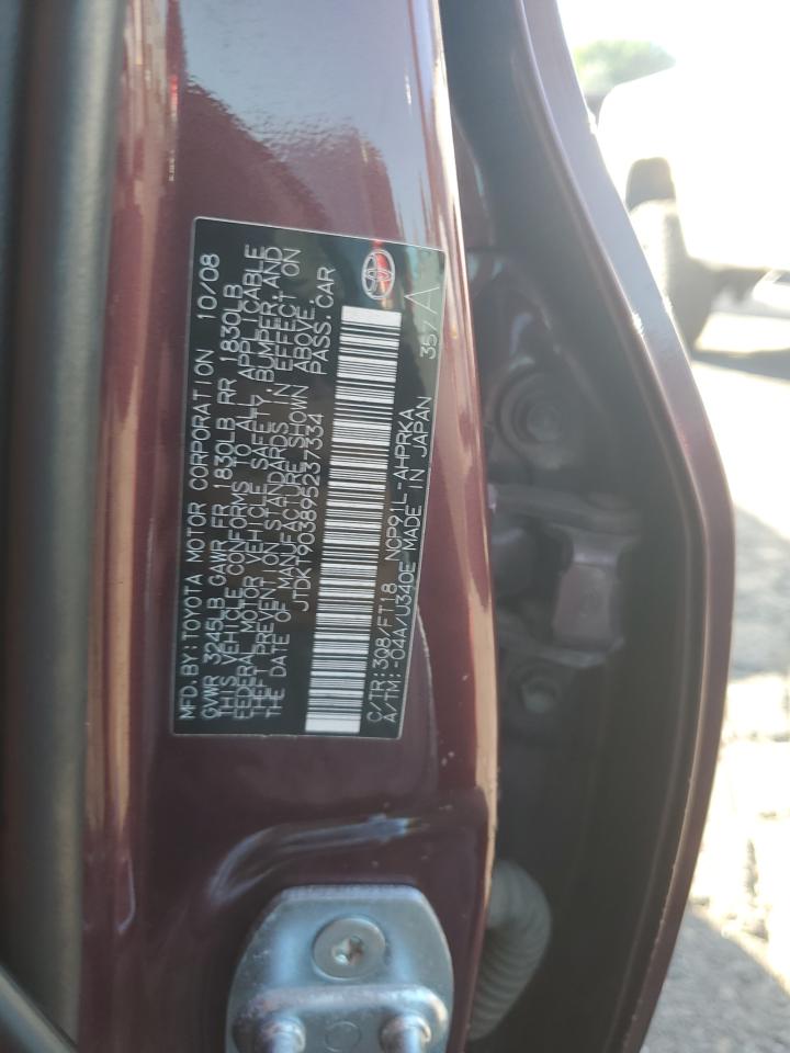 2009 Toyota Yaris VIN: JTDKT903895237334 Lot: 80825415