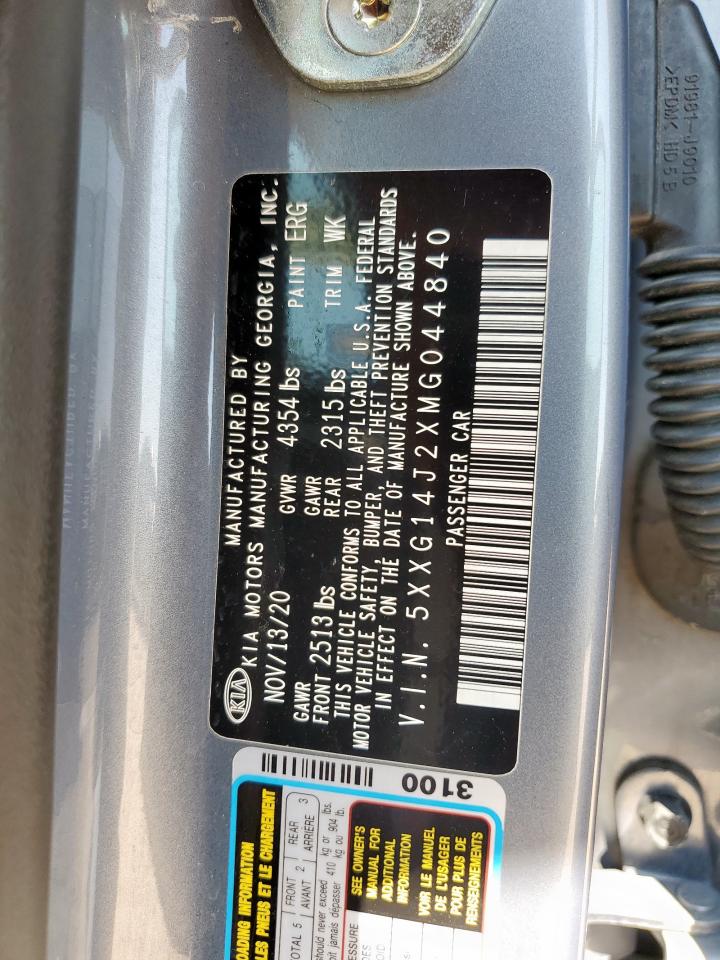 2021 Kia K5 Lxs VIN: 5XXG14J2XMG044840 Lot: 80010255