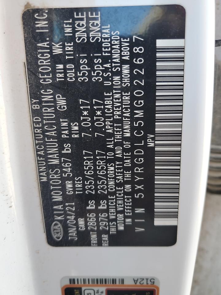 2021 Kia Sorento Lx VIN: 5XYRGDLC5MG022687 Lot: 83804605