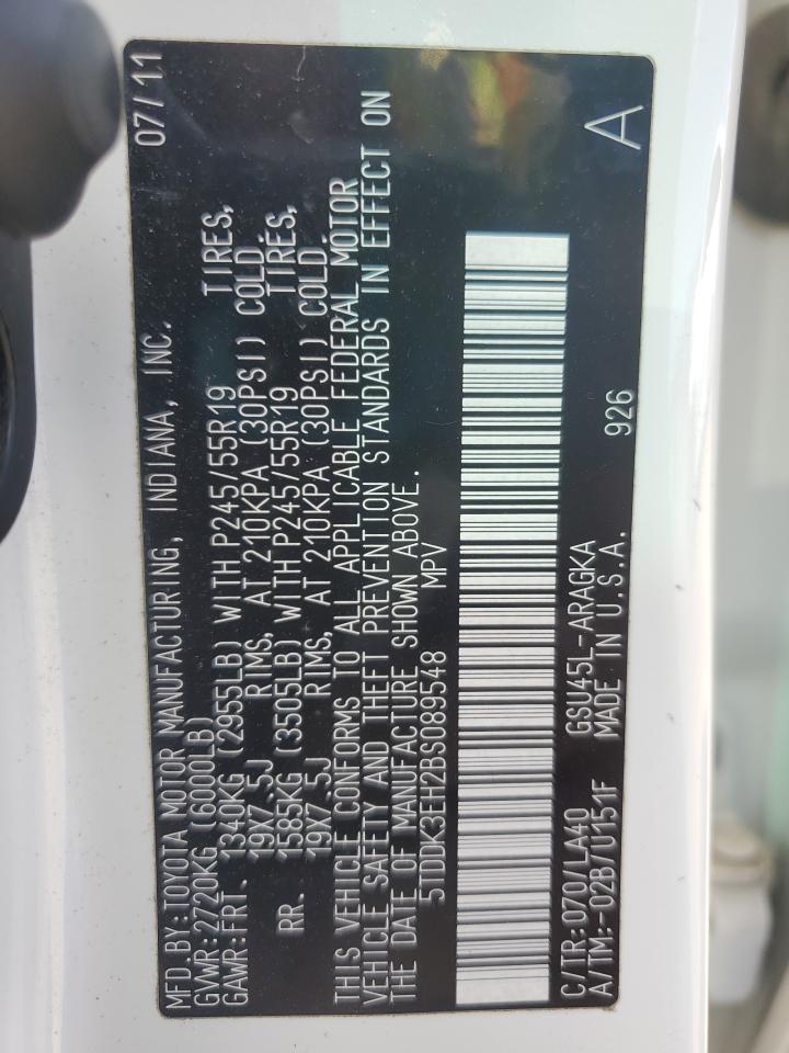 2011 Toyota Highlander Limited VIN: 5TDDK3EH2BS089548 Lot: 84468435