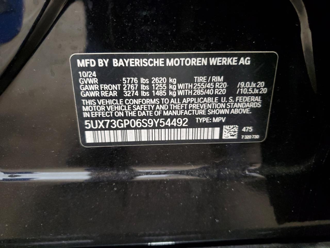 2025 BMW X3 M50 VIN: 5UX73GP06S9Y54492 Lot: 72046665
