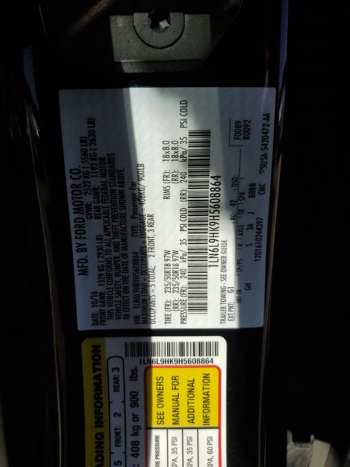 2017 Lincoln Continental VIN: 1LN6L9HK9H5608864 Lot: 71037865