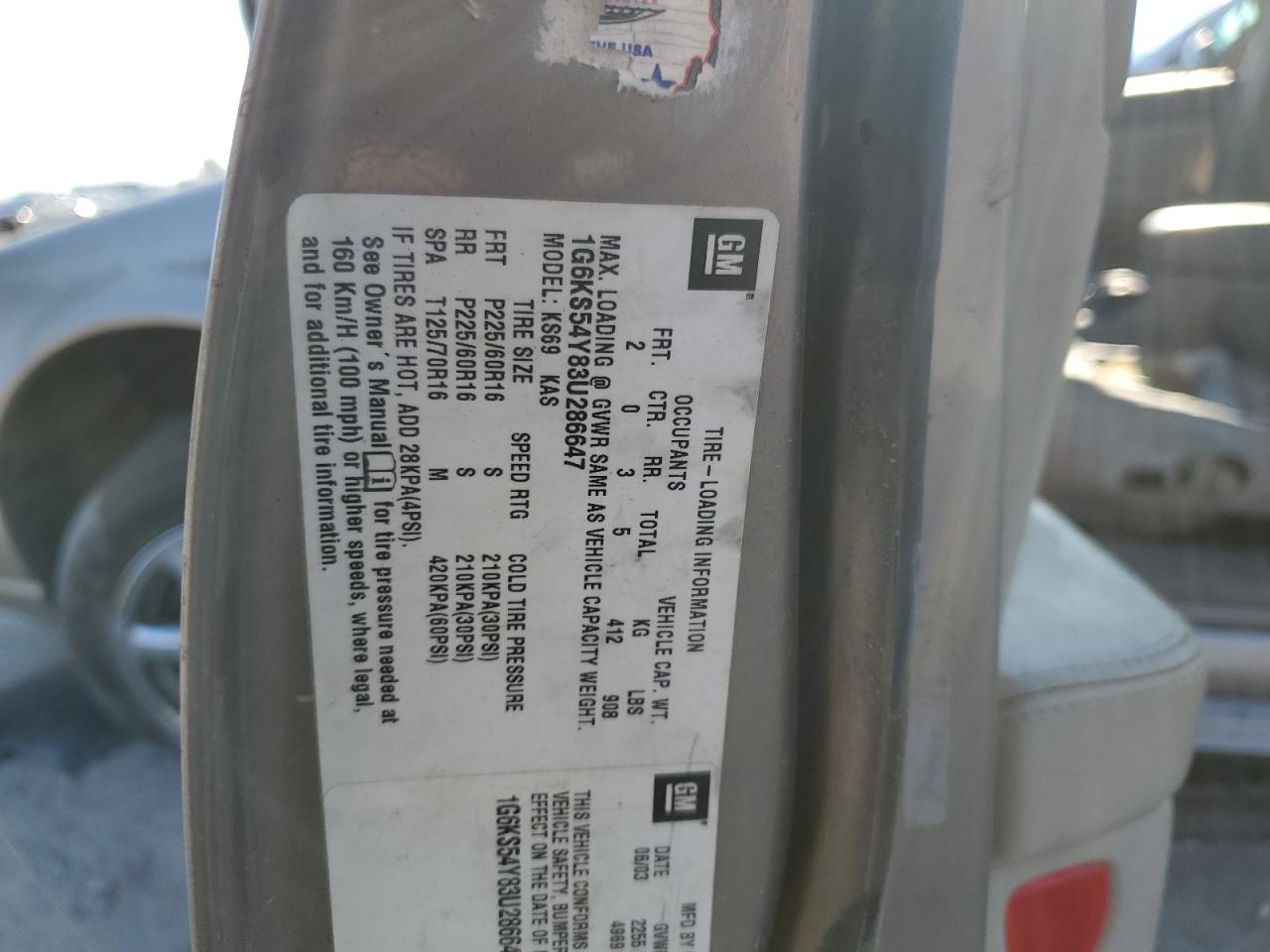 2003 Cadillac Seville Sls VIN: 1G6KS54Y83U286647 Lot: 81444425