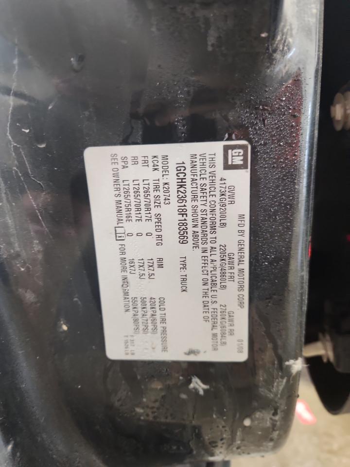 2008 Chevrolet Silverado K2500 Heavy Duty VIN: 1GCHK23618F183569 Lot: 81127415