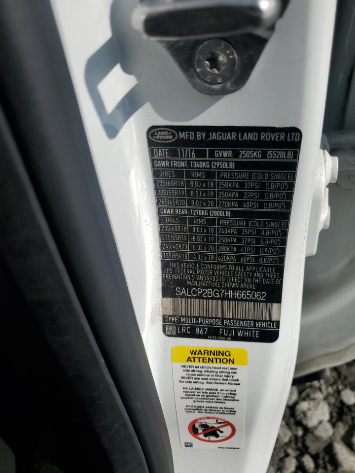 2017 Land Rover Discovery Sport Se VIN: SALCP2BG7HH665062 Lot: 84253275