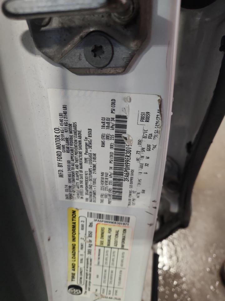 2014 Ford Fusion Se VIN: 3FA6P0H99ER301971 Lot: 84001335