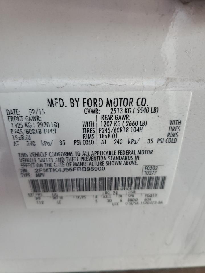 2015 Ford Edge Sel VIN: 2FMTK4J95FBB98900 Lot: 84377775