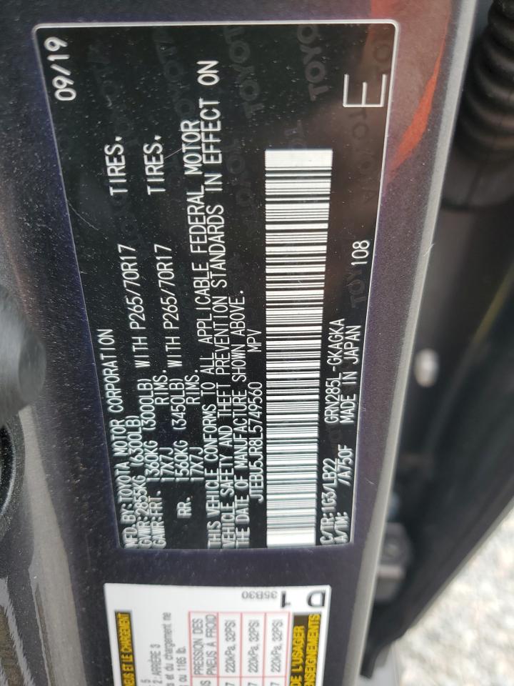 2020 Toyota 4Runner Sr5/Sr5 Premium VIN: JTEBU5JR8L5749560 Lot: 80388935