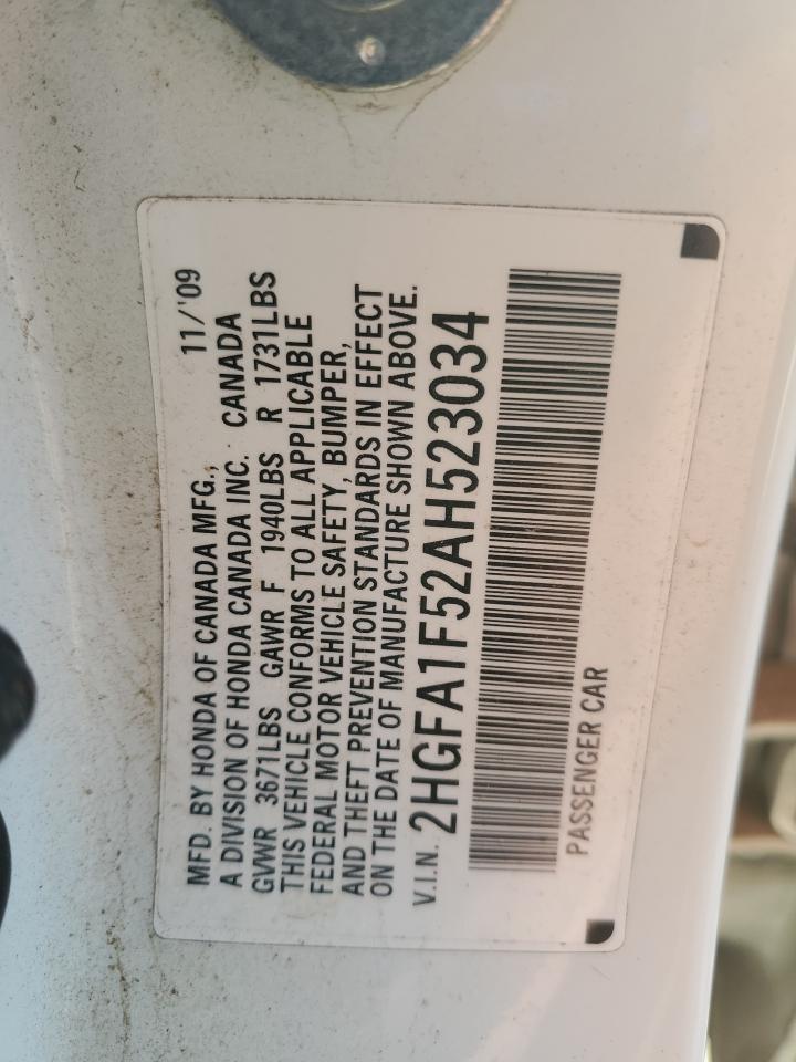 2010 Honda Civic Lx VIN: 2HGFA1F52AH523034 Lot: 84041645