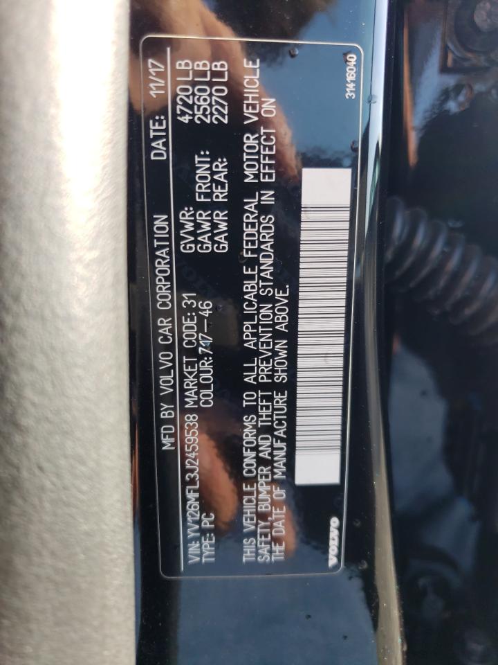 2018 Volvo S60 Dynamic VIN: YV126MFL3J2459538 Lot: 70983125