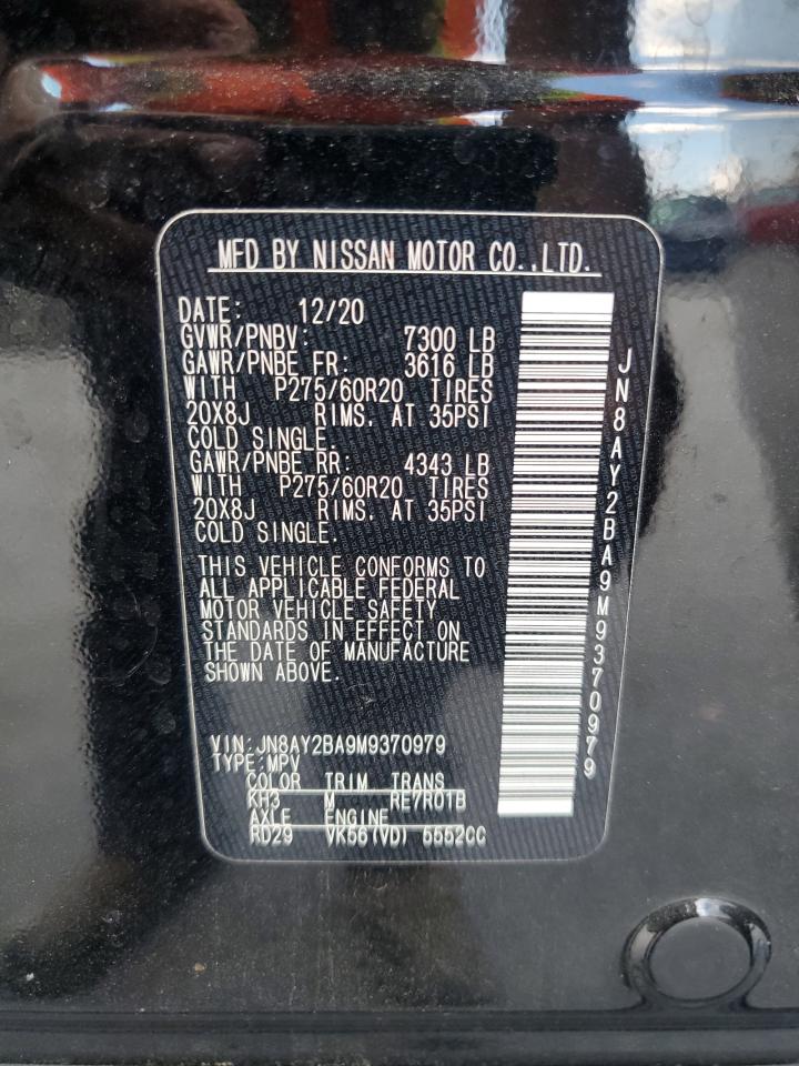 2021 Nissan Armada Sl VIN: JN8AY2BA9M9370979 Lot: 81802465