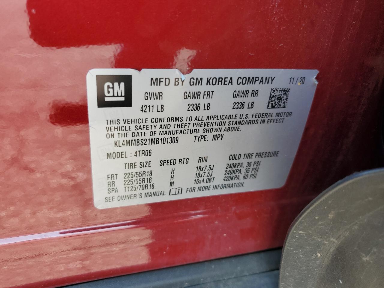 2021 Buick Encore Gx Preferred VIN: KL4MMBS21MB101309 Lot: 81021545