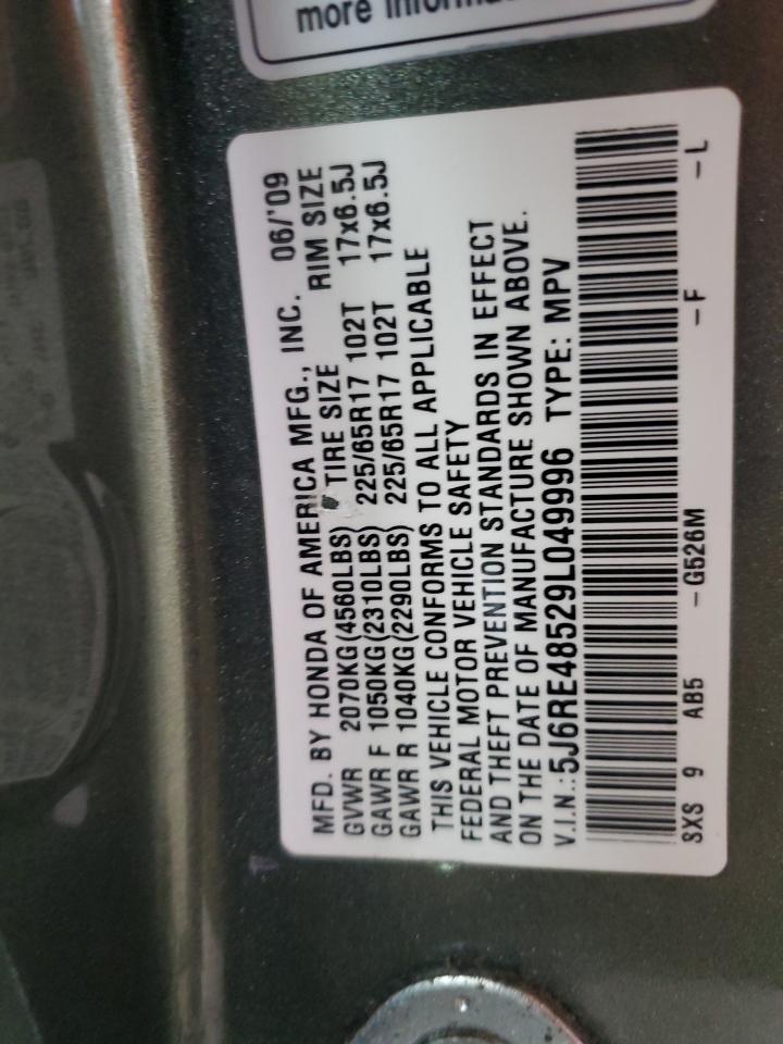 2009 Honda Cr-V Ex VIN: 5J6RE48529L049996 Lot: 71634545
