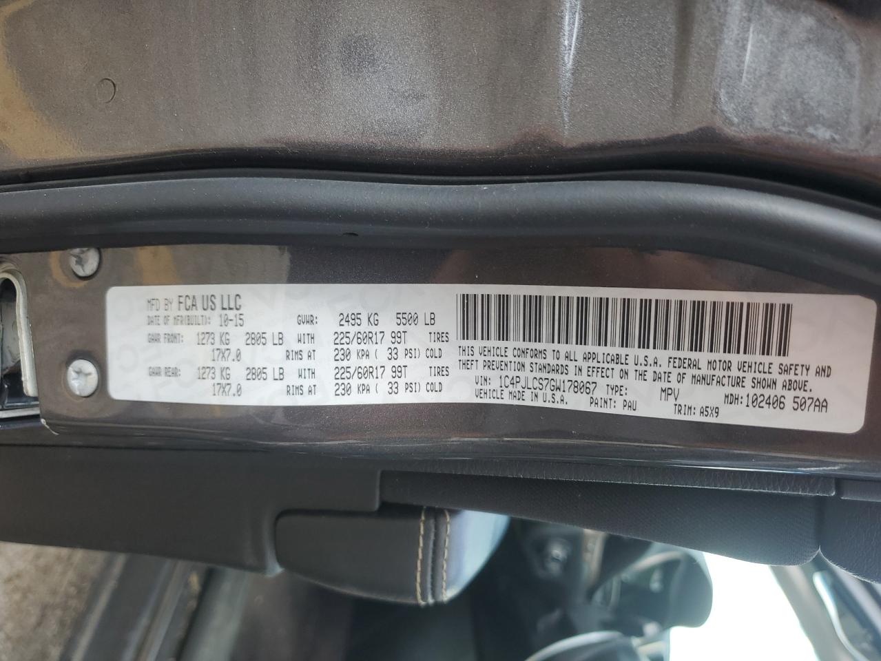 2016 Jeep Cherokee Latitude VIN: 1C4PJLCS7GW178067 Lot: 83981055