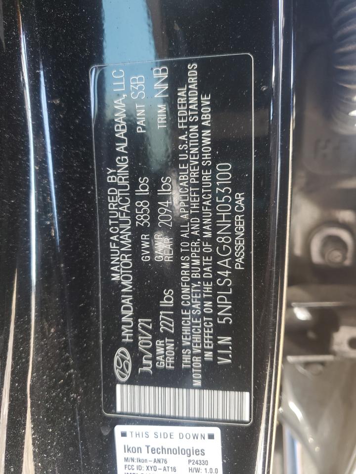 2022 Hyundai Elantra Sel VIN: 5NPLS4AG8NH053100 Lot: 81863265